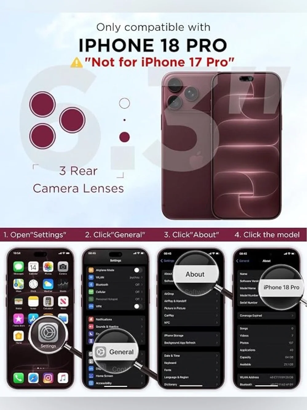 Magnetic for iPhone 18 Pro Case with Screen Protector, Burgundy